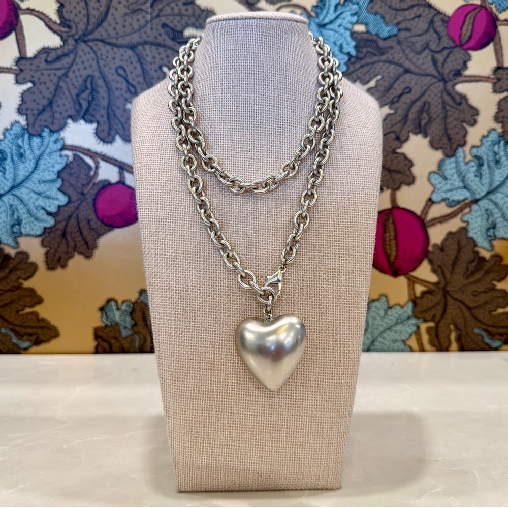 Roxanne Assoulin Silver Puffy Heart Necklace